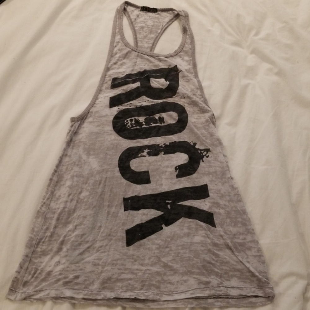 Gray burnt tank top